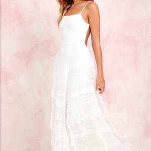 Lulus “Beneath the Garden Arbor” Ivory Lace Maxi Dress